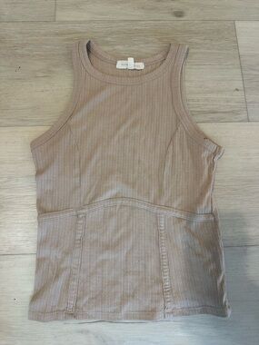 Gilded Intent Ribbed Tank in Light Taupe